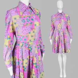 Vintage 70s DOLLYROCKERS Purple Mod Dress